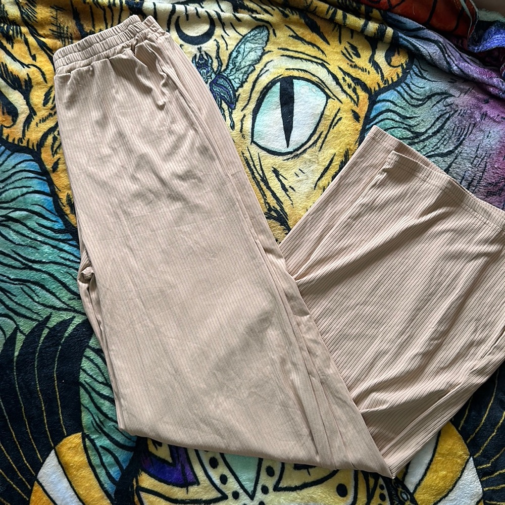 tan flare pants